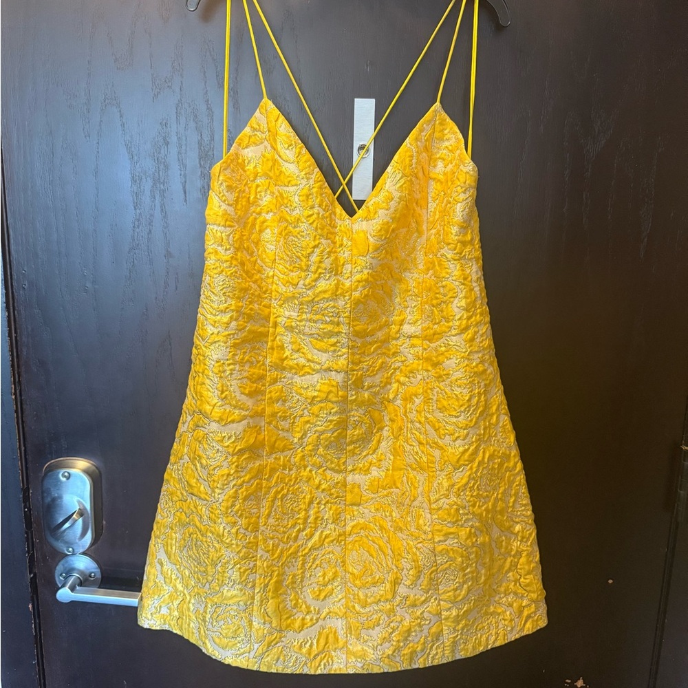 Alice + Olivia Gold and Yellow Floral Dress